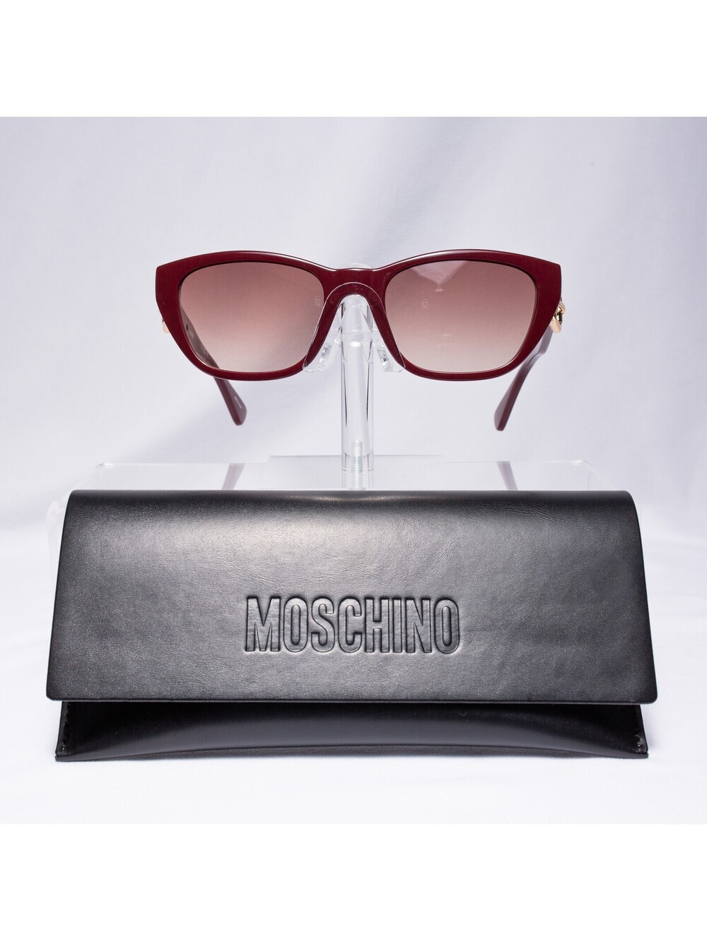 Moschino Burgundy Buckle Cat Eye Gradient Lens Red